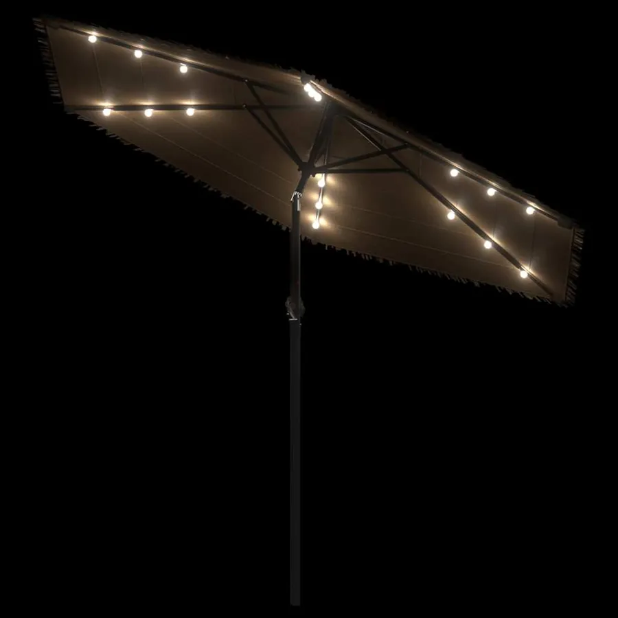 Parasol de jardin avec LED et mât en acier marron 288x288x225cm - 8