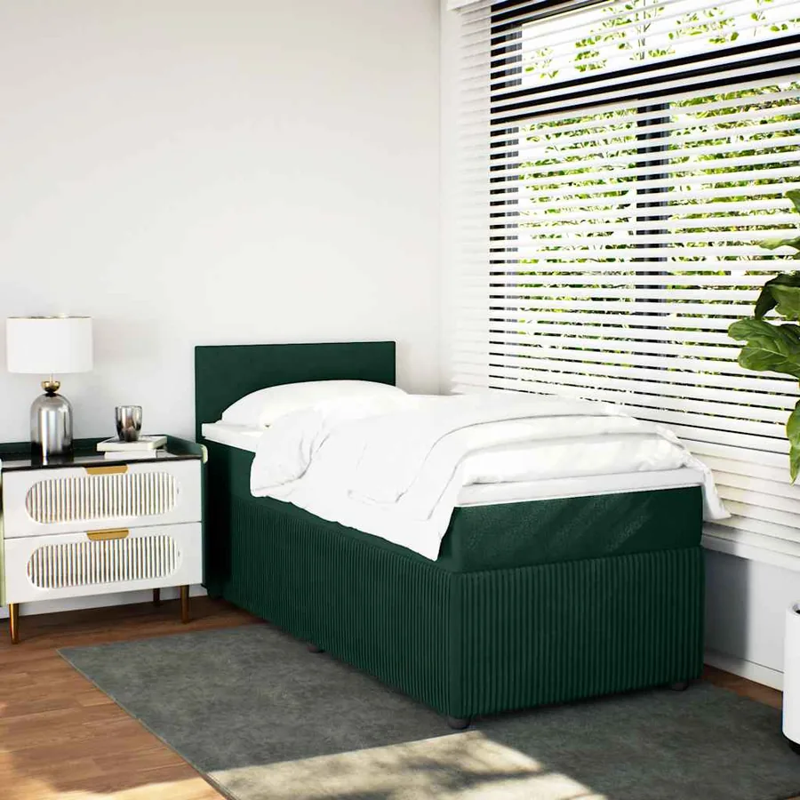 Sommier à lattes de lit avec matelas Vert foncé 90x200 cm - 4