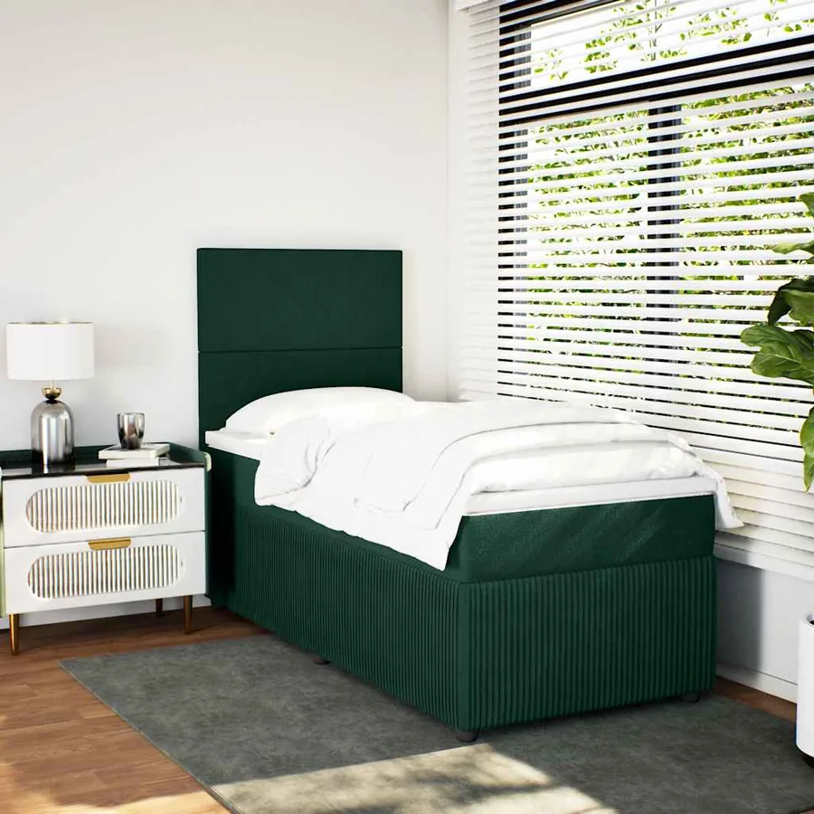 Sommier à lattes de lit avec matelas Vert foncé 90x200 cm - 3