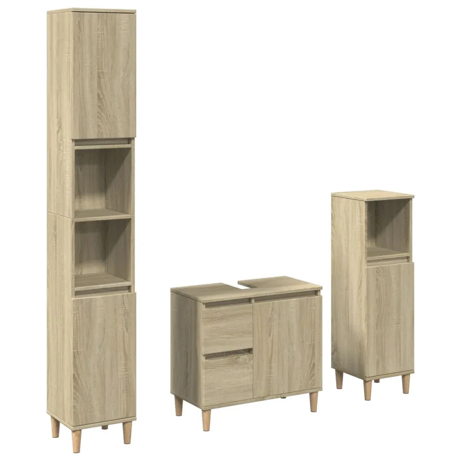 Ensemble de meubles de salle de bain 3 pcs chêne sonoma - 2