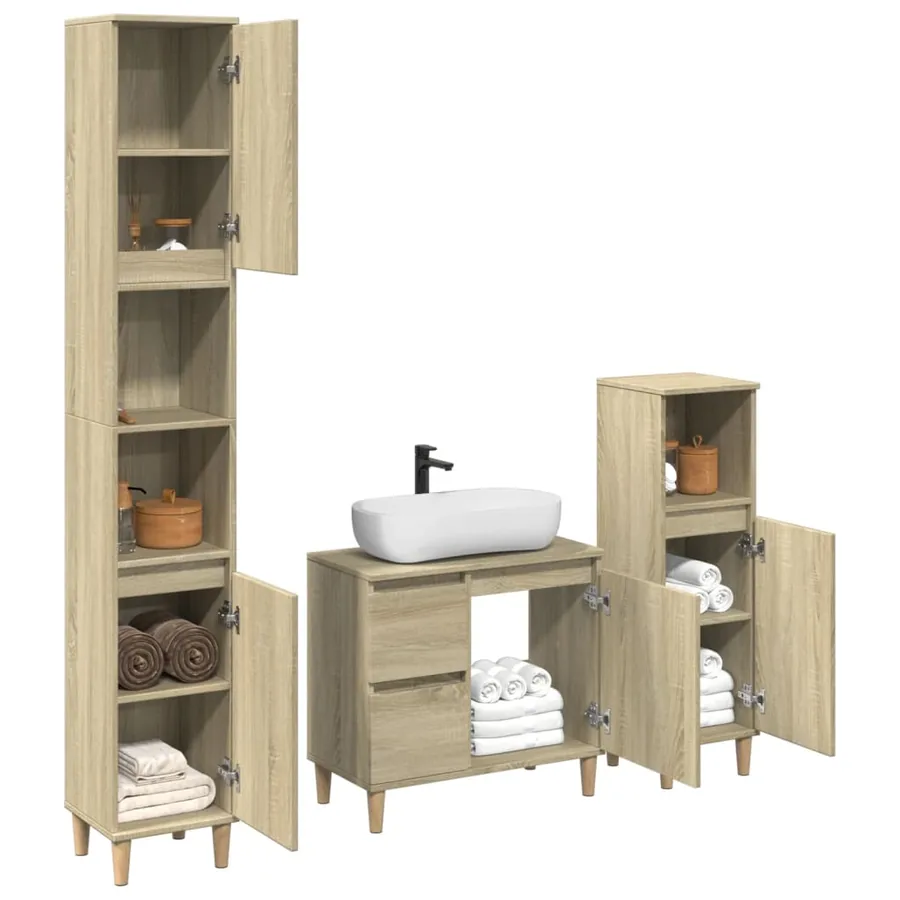 Ensemble de meubles de salle de bain 3 pcs chêne sonoma - 3