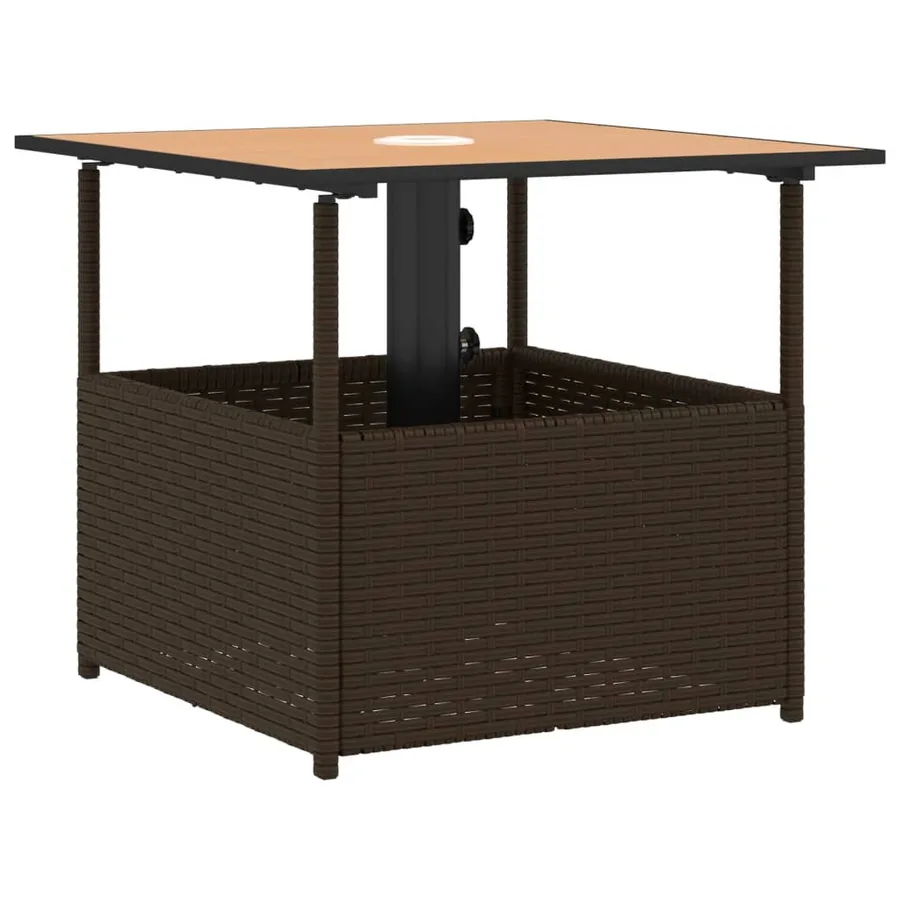 Table de jardin avec trou de parasol marron résine tressée - 2