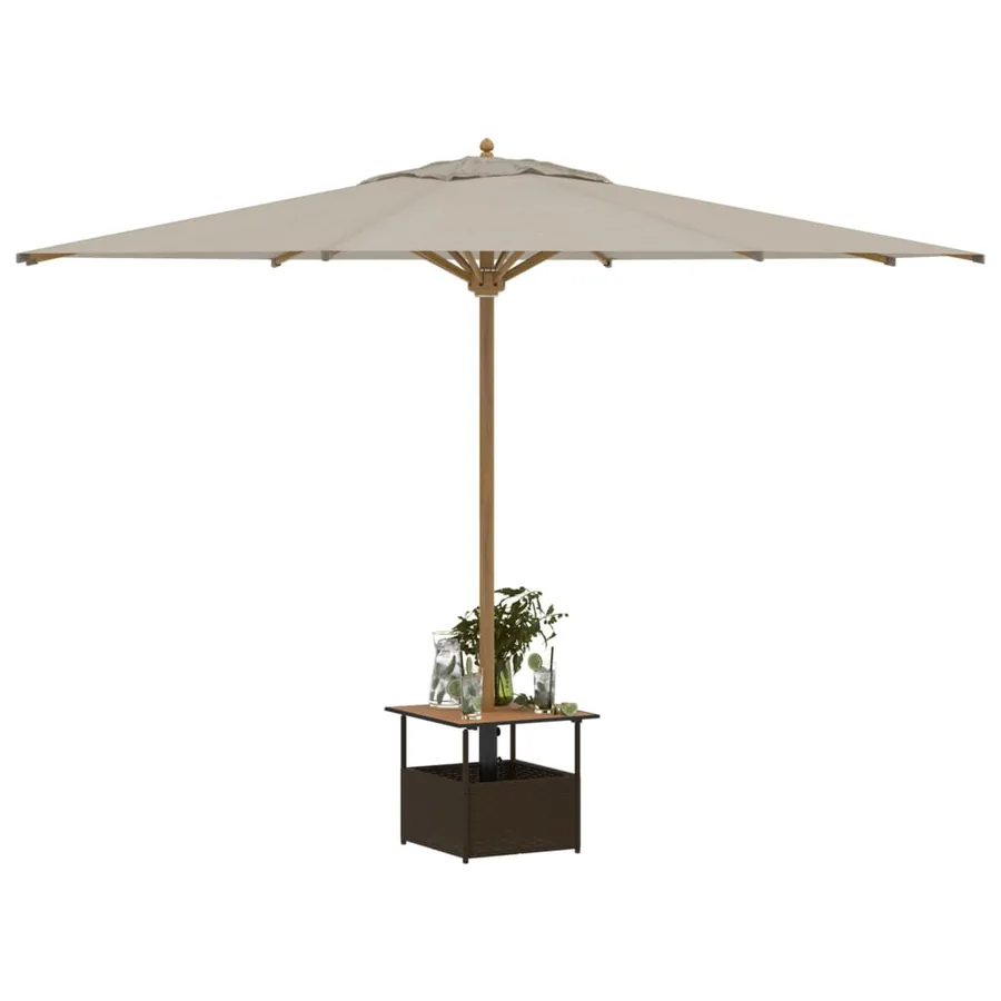 Table de jardin avec trou de parasol marron résine tressée - 4