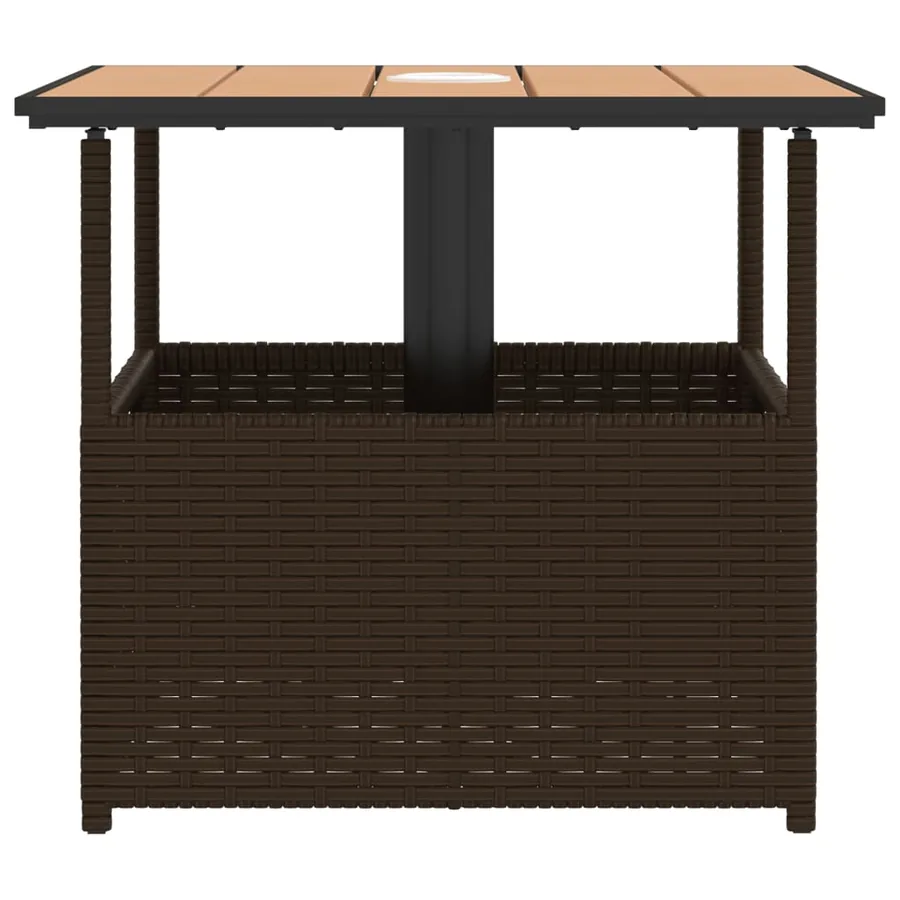 Table de jardin avec trou de parasol marron résine tressée - 6