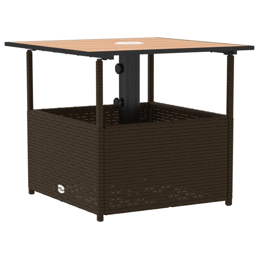 Table de jardin avec trou de parasol marron résine tressée - 7