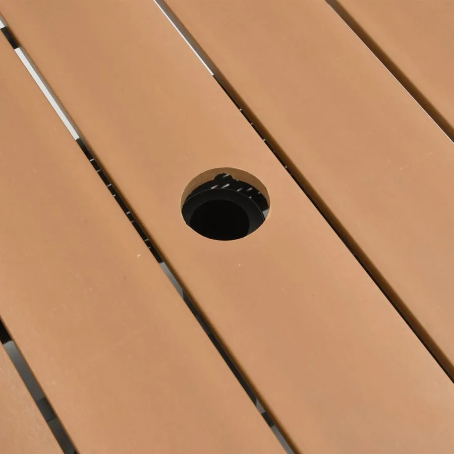 Table de jardin avec trou de parasol marron résine tressée - 8