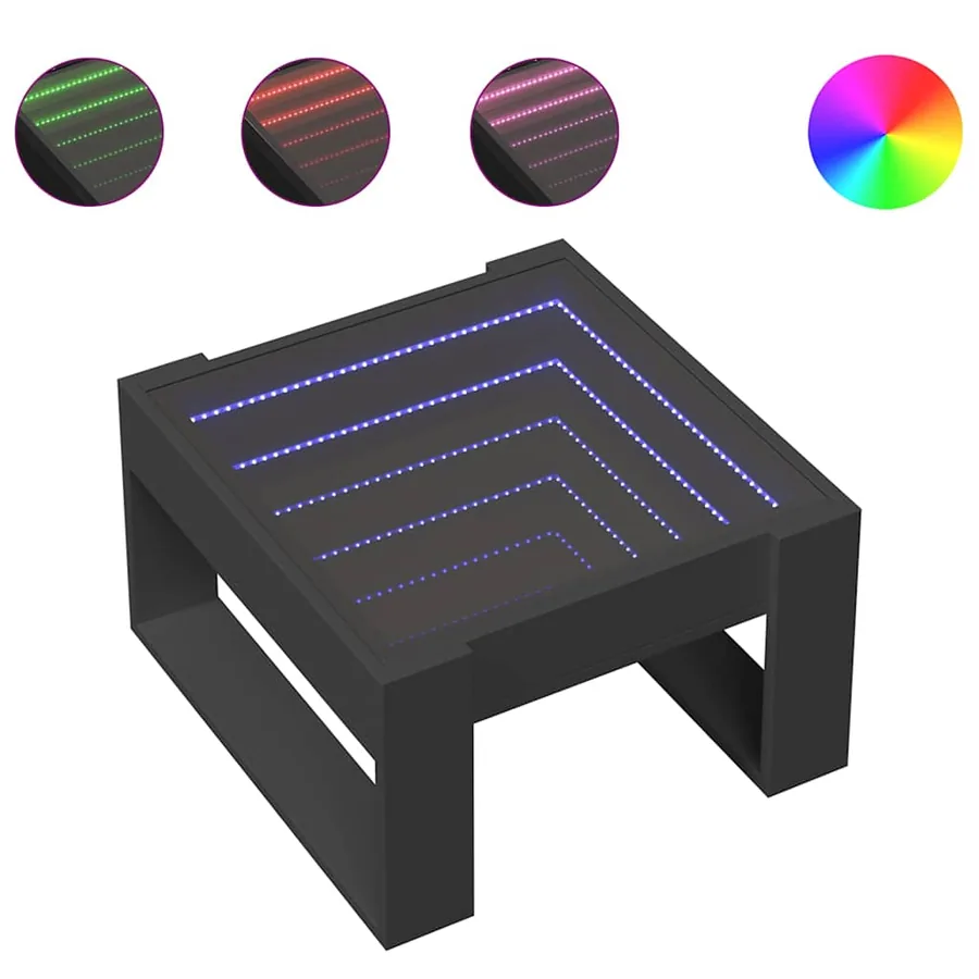 Table basse avec LED infini noir 50x53x30 cm - 2
