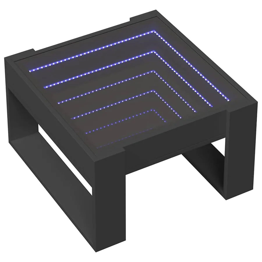 Table basse avec LED infini noir 50x53x30 cm - 3