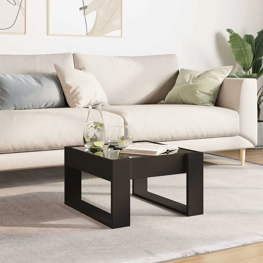 Table basse avec LED infini noir 50x53x30 cm - 4