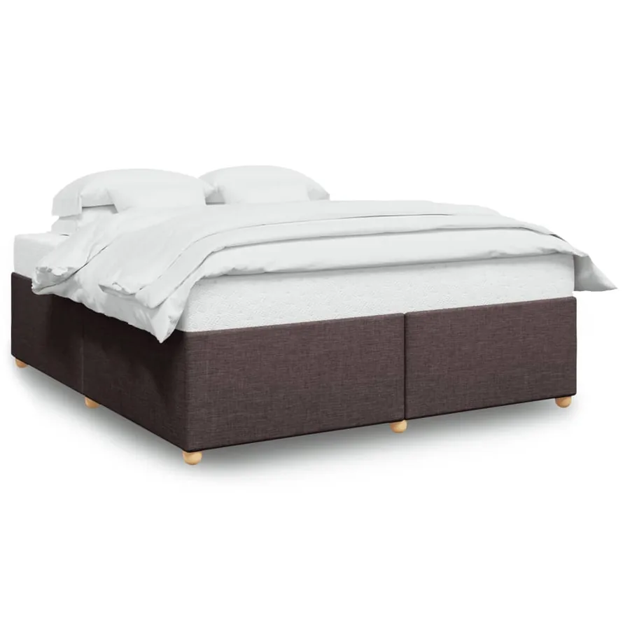 Cadre de lit sans matelas marron foncé 180x200 cm tissu - 2