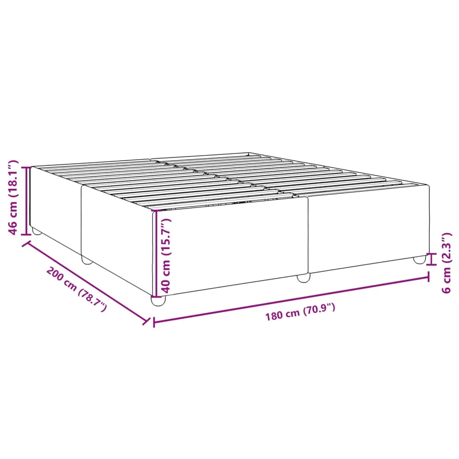 Cadre de lit sans matelas marron foncé 180x200 cm tissu - 9
