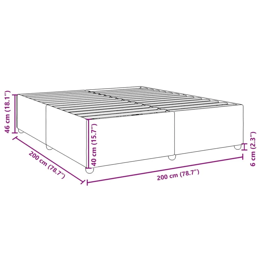 Cadre de lit sans matelas gris foncé 200x200 cm tissu - 9