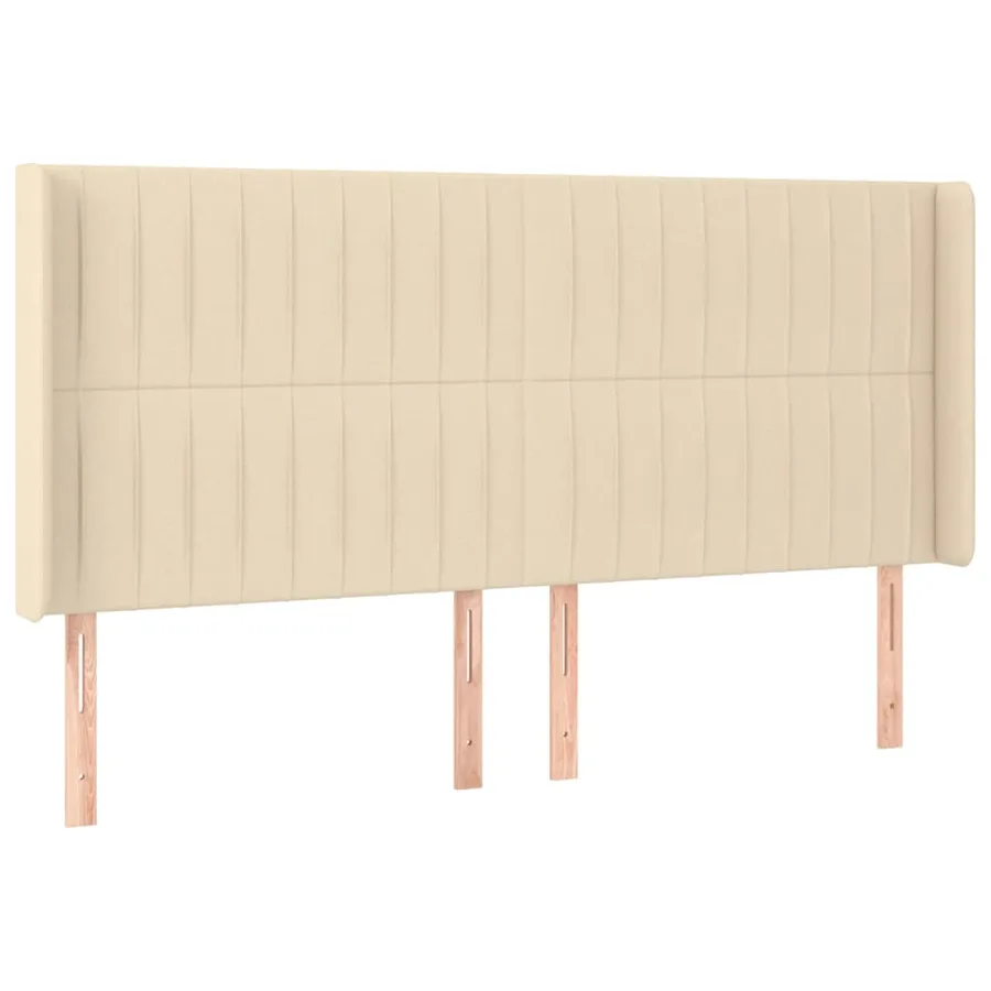 Tête de lit avec oreilles Crème 163x16x118/128 cm Tissu - 2