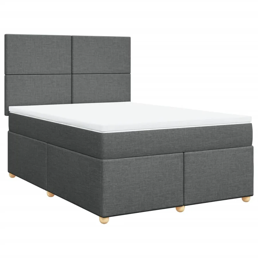 Sommier à lattes de lit avec matelas Gris foncé 140x190cm Tissu - 2