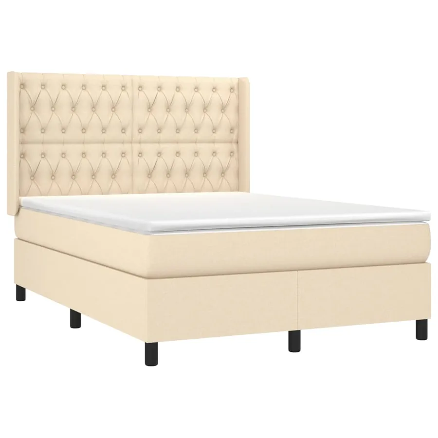 Sommier à lattes de lit avec matelas Crème 140x190 cm Tissu - 3