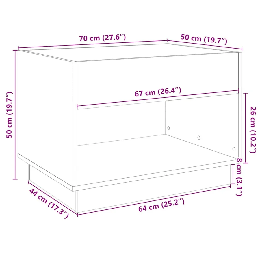 Table basse avec LED infini chêne marron 70x50x50 cm - 13