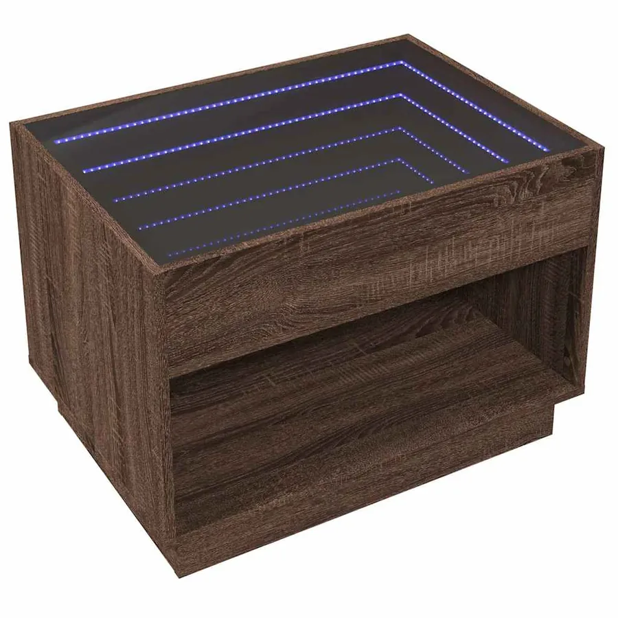 Table basse avec LED infini chêne marron 70x50x50 cm - 5
