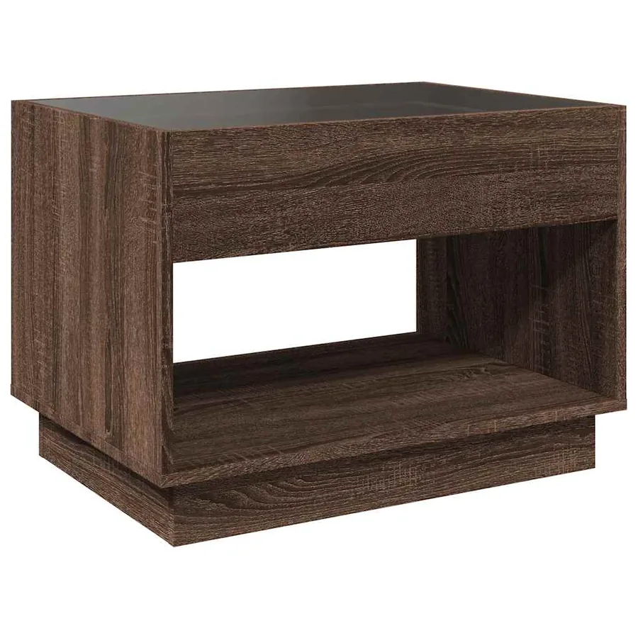 Table basse avec LED infini chêne marron 70x50x50 cm - 8
