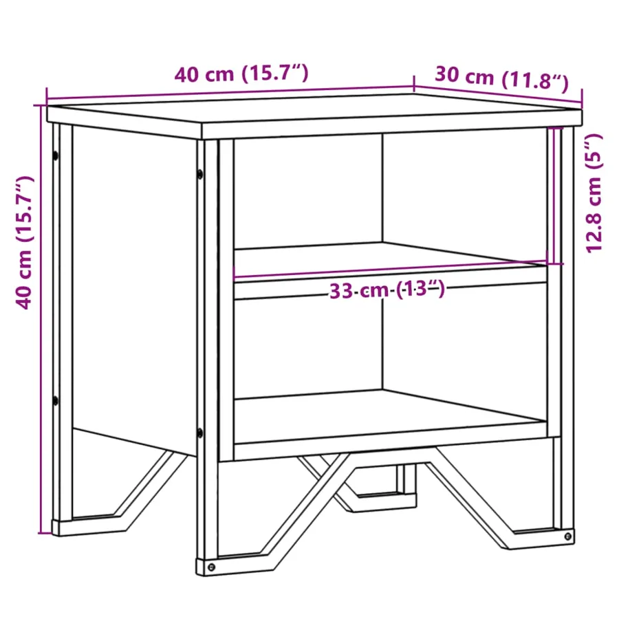 Table de chevet chêne marron 40x30x40 cm bois d'ingénierie - 10