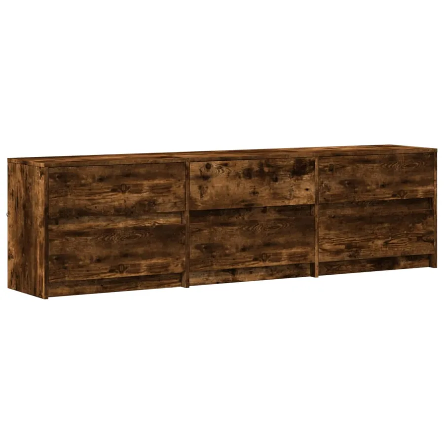 Meuble TV avec LED chêne fumé 180x34x50 cm bois d'ingénierie - 5