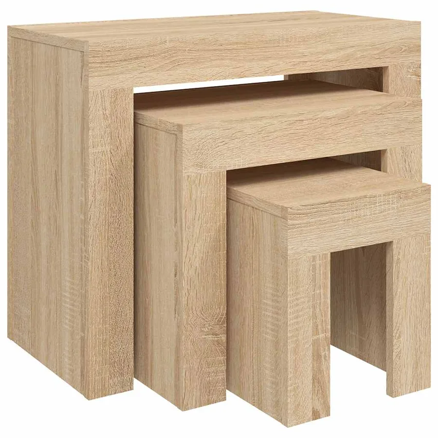 Tables basses gigognes 3 pcs chêne sonoma bois d'ingénierie - 2