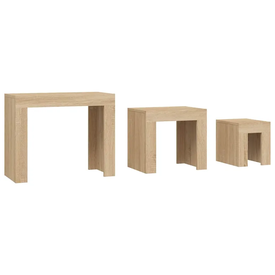 Tables basses gigognes 3 pcs chêne sonoma bois d'ingénierie - 3