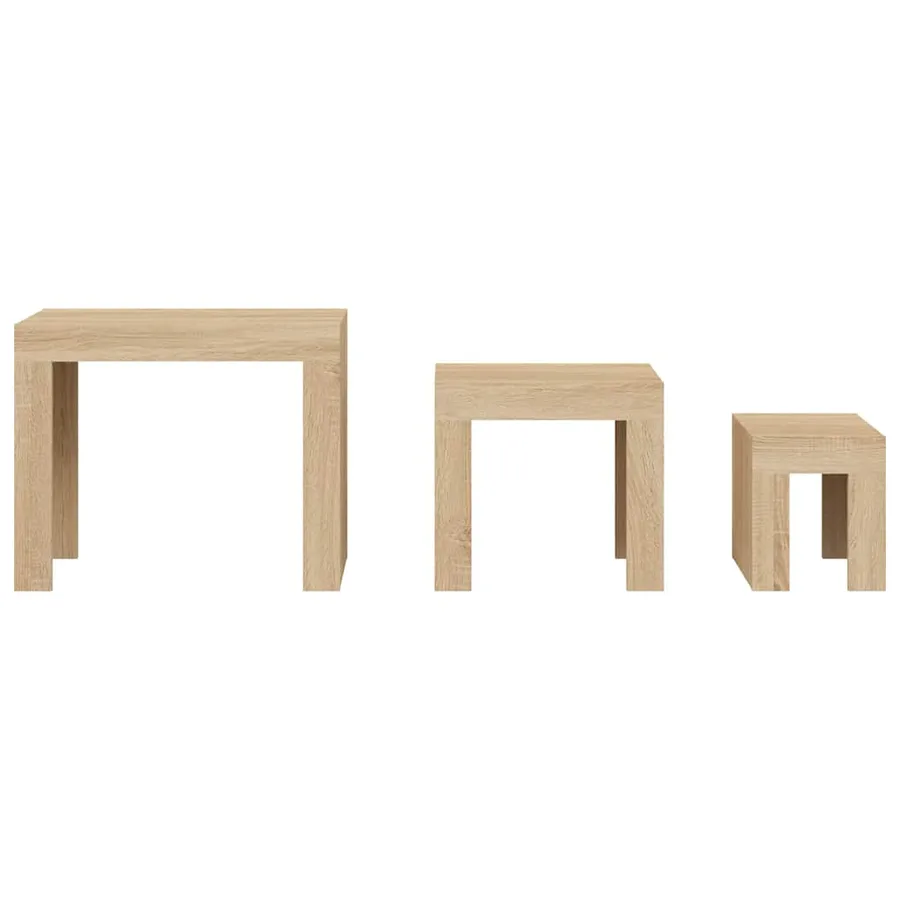 Tables basses gigognes 3 pcs chêne sonoma bois d'ingénierie - 4