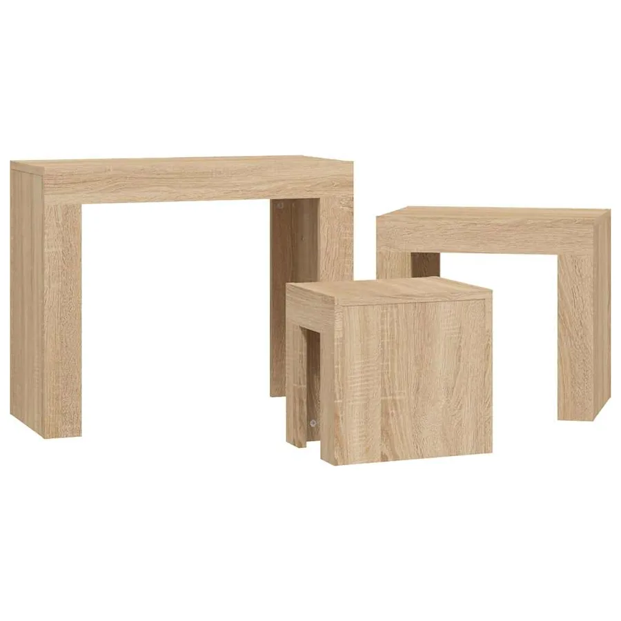 Tables basses gigognes 3 pcs chêne sonoma bois d'ingénierie - 5