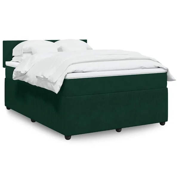 Sommier à lattes de lit et matelas Vert foncé 140x190cm Velours
