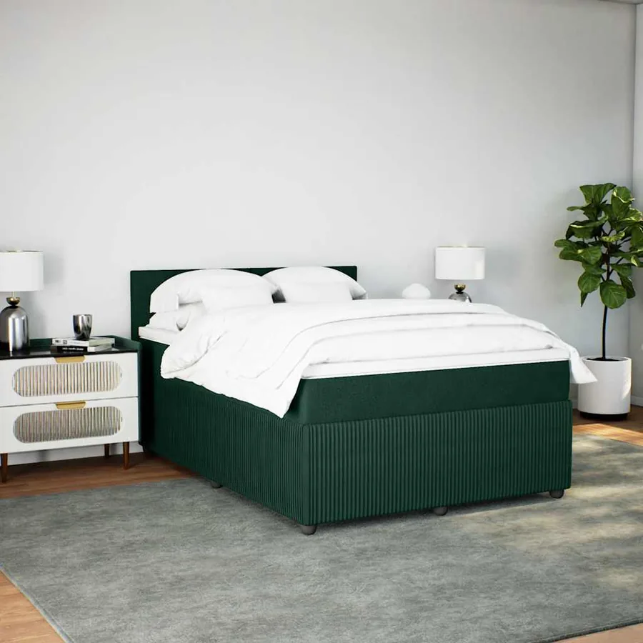 Sommier à lattes de lit et matelas Vert foncé 140x190cm Velours - 3
