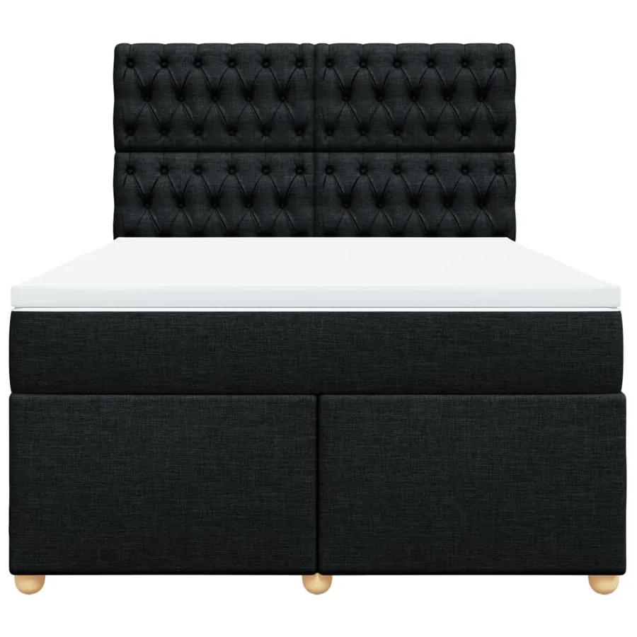 Sommier à lattes de lit avec matelas Noir 140x200 cm Tissu - 6