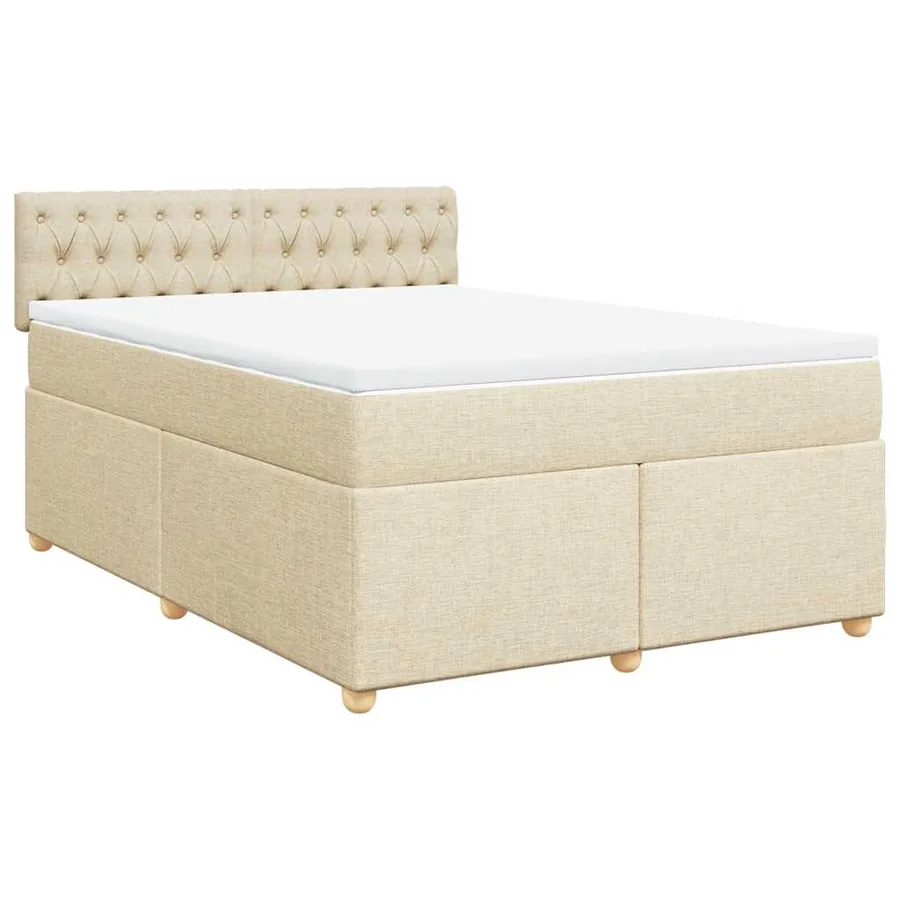 Sommier à lattes de lit avec matelas Crème 140x190 cm Tissu - 2