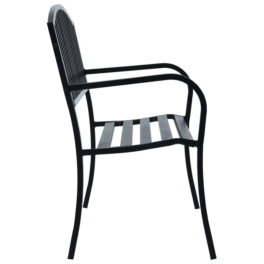 Banc de jardin Noir 120 cm Acier - 3