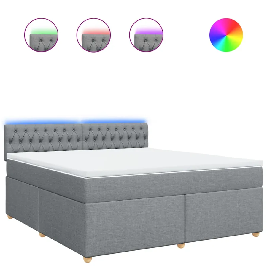 Sommier à lattes de lit avec matelas Gris clair 180x200cm Tissu - 2
