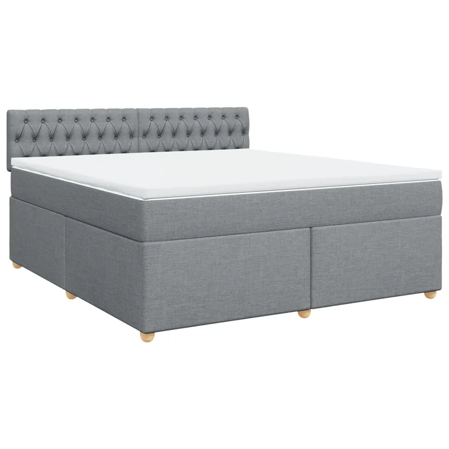 Sommier à lattes de lit avec matelas Gris clair 180x200cm Tissu - 3