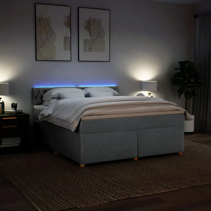 Sommier à lattes de lit avec matelas Gris clair 180x200cm Tissu - 5