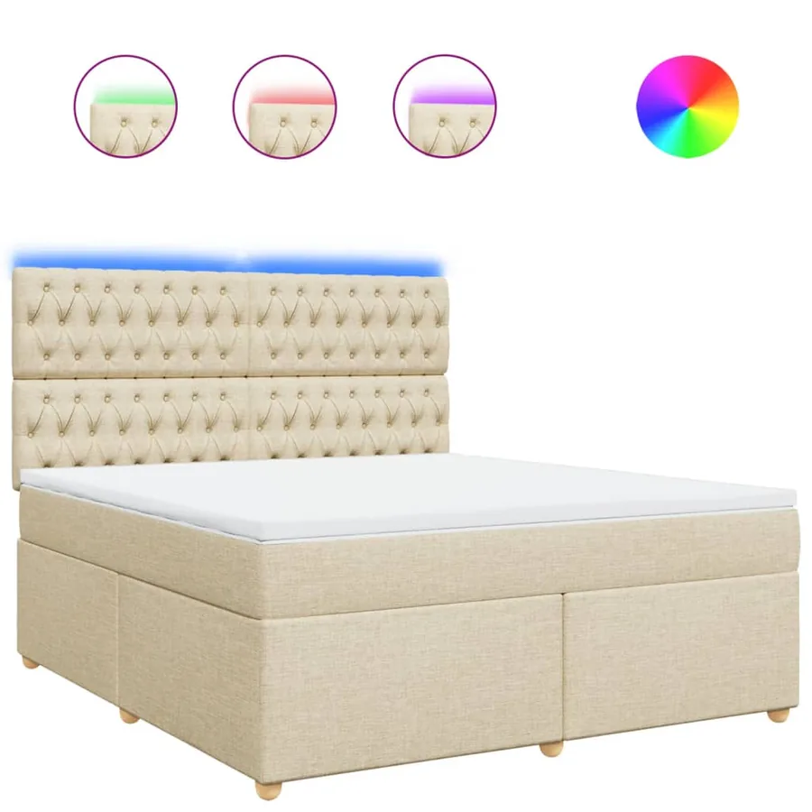 Sommier à lattes de lit avec matelas Crème 180x200 cm Tissu - 2