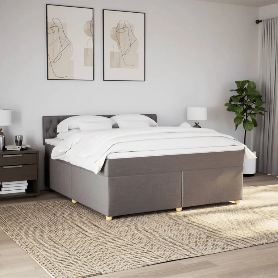Sommier à lattes de lit avec matelas Taupe 180x200 cm Tissu - 4