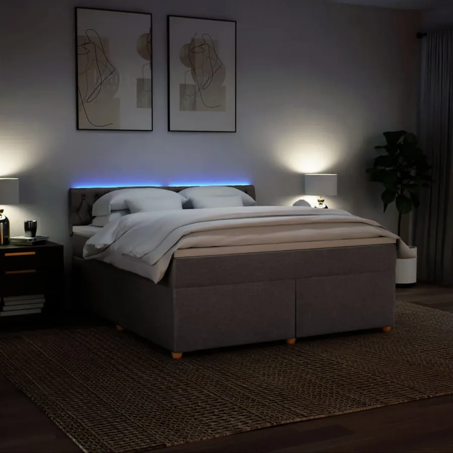 Sommier à lattes de lit avec matelas Taupe 180x200 cm Tissu - 5