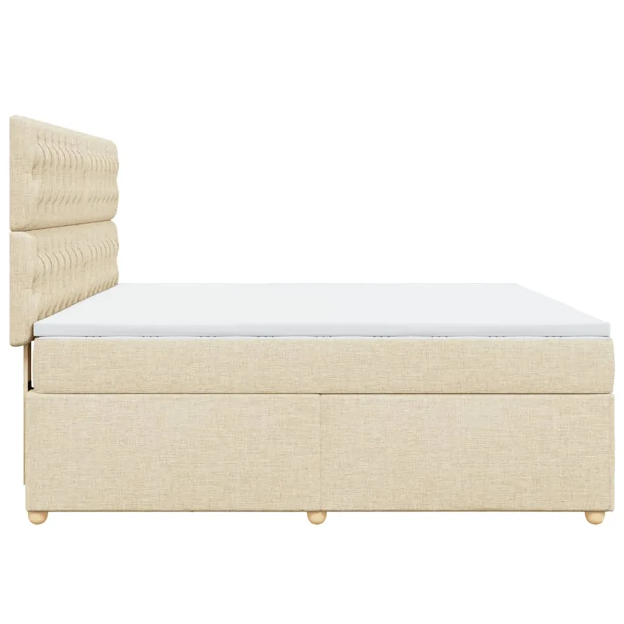 Sommier à lattes de lit avec matelas Crème 180x200 cm Tissu - 5
