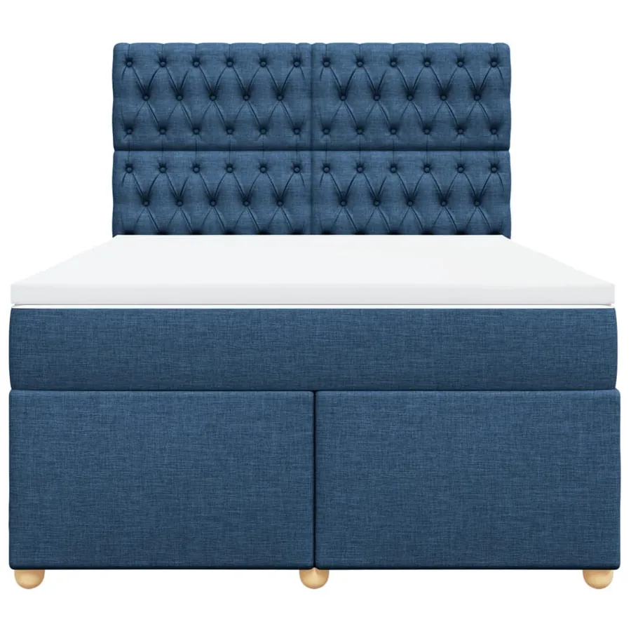 Sommier à lattes de lit avec matelas Bleu 160x200 cm Tissu - 4