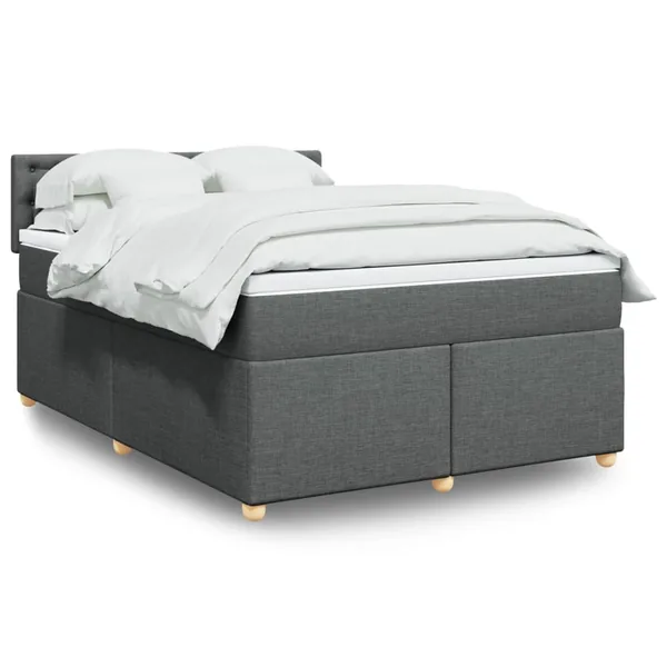 Sommier à lattes de lit avec matelas Gris foncé 140x190cm Tissu