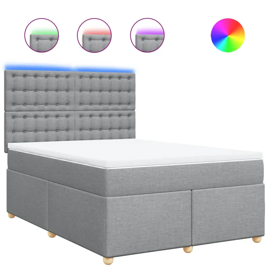 Sommier à lattes de lit avec matelas Gris clair 140x190cm Tissu - 2