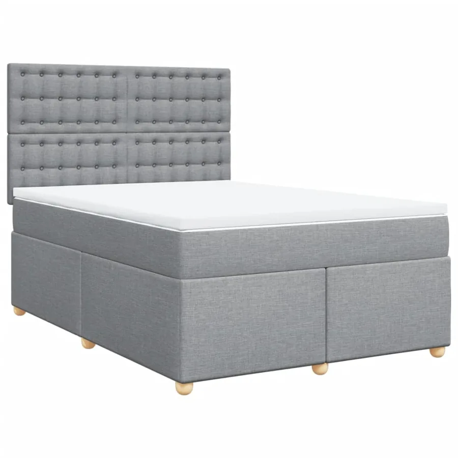 Sommier à lattes de lit avec matelas Gris clair 140x190cm Tissu - 3