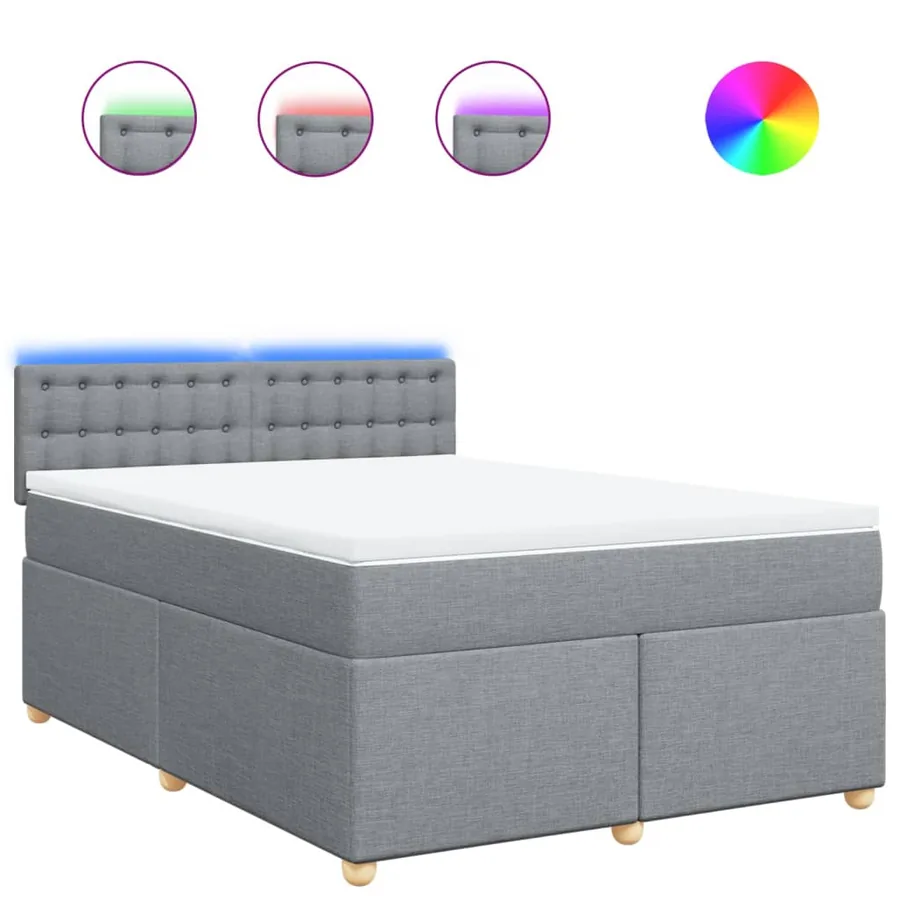 Sommier à lattes de lit avec matelas Gris clair 160x200cm Tissu - 2