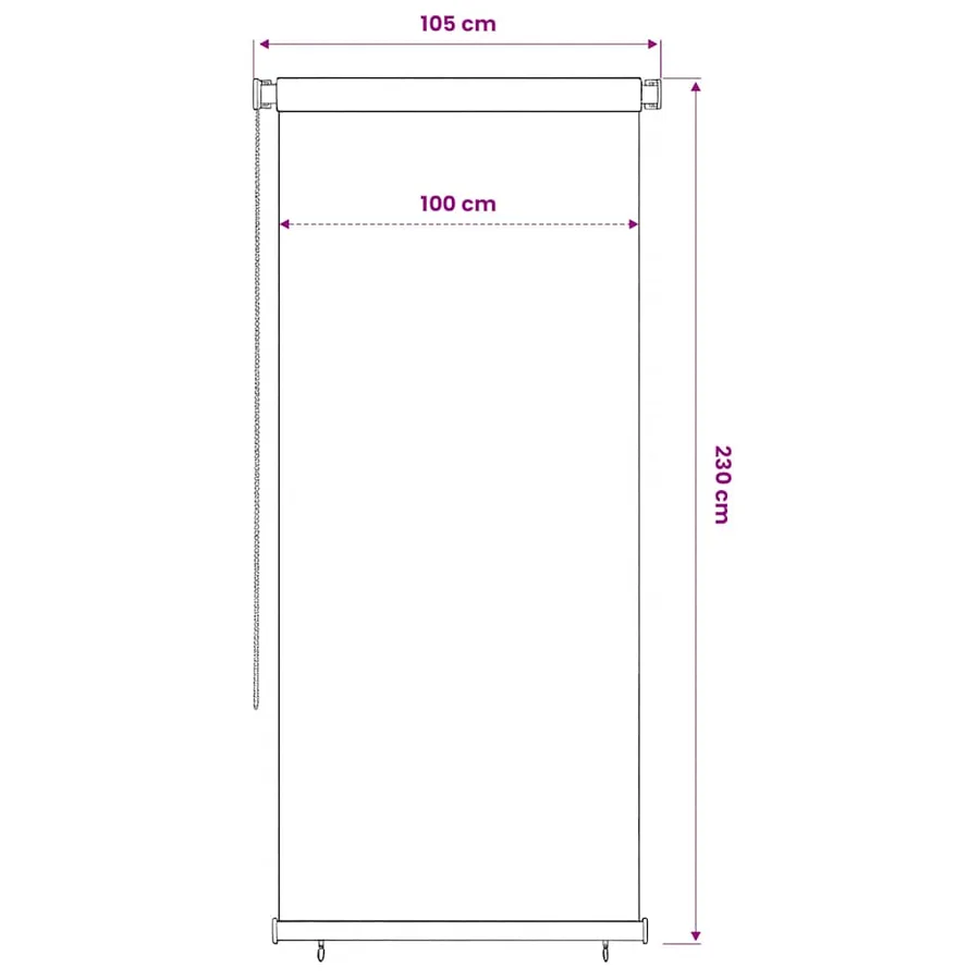 Store roulant d'extérieur 65 (l) x 230 (H) cm HDPE marron - 6