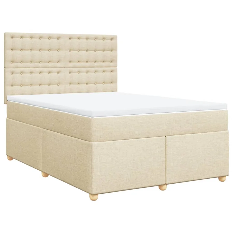 Sommier à lattes de lit avec matelas Crème 160x200 cm Tissu - 3