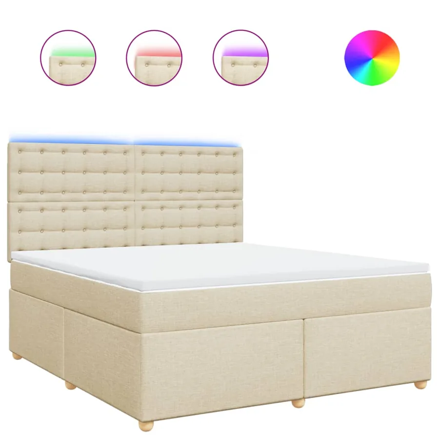 Sommier à lattes de lit avec matelas Crème 180x200 cm Tissu - 2