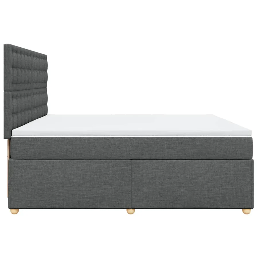 Sommier à lattes de lit avec matelas Gris foncé 200x200cm Tissu - 5