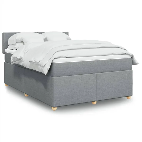 Sommier à lattes de lit avec matelas Gris clair 160x200cm Tissu